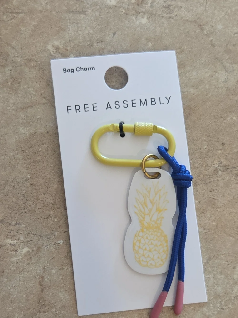 Free Assembly Pineapple Bag Charm - Yellow & Blue